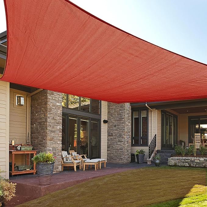 LOVE STORY Custom Size 7'x16' Terra Red Sun Shade Sail Rectangle UV Block Canopy Patio Sail Sunshades Fabric for Outdoor Garden Carport (We Make Custom Size)