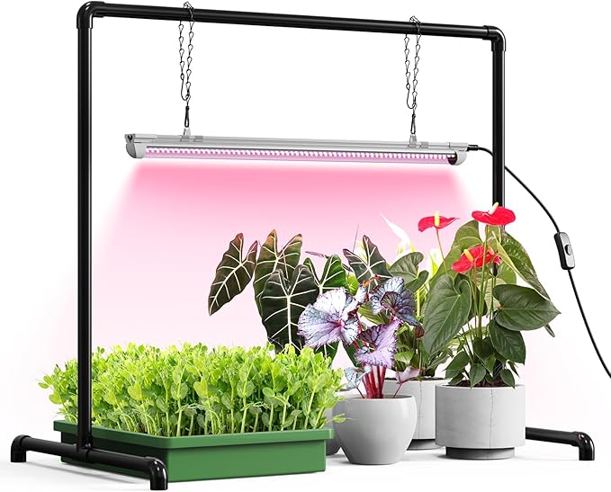 Bstrip Grow Light Stand, 2ft 24W Grow Light for Indoor Growing, Full Spectrum LED Plant Light for Seed Starting, Height Adjustable, Large 29.5" L x 18.3" W x 26.0" H