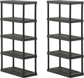CENTREX CX 5-Tier Heavy Duty Plastic Storage Shelves that Support up to 150lbs/shelf, Organization and Storage, Weather-Resistant Design, Easy Assembly, 2 Pack, Black (72”H x 36”W x 18”D)