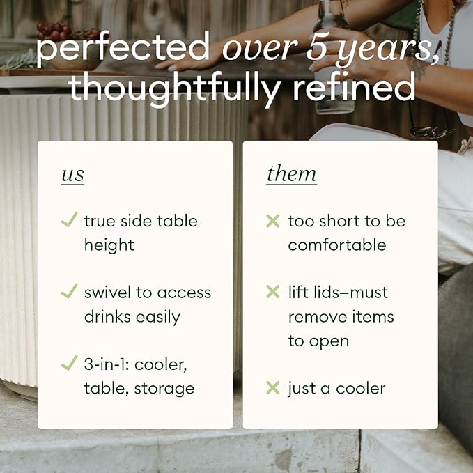 Veradek Outdoor Cooler Side Table - 2 in 1 - Designed for use as Outdoor Side Table, Patio Decor and Ice Chest