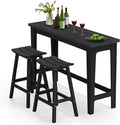 Ciokea 3 Pcs Outdoor Bar Height Table and Stools Set, 60" Extra Long Rectangle High Top Table and 2 Backless Bar Stools, Heavy-Duty All-Weather HDPE Patio Bar Set for Backyard Balcony Deck, Black