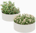 2-Pack 4x1.5ft Galvanized Raised Garden Bed, Outdoor Planter Bed, Metal Planter Box for Gardening and Planting,Milk White