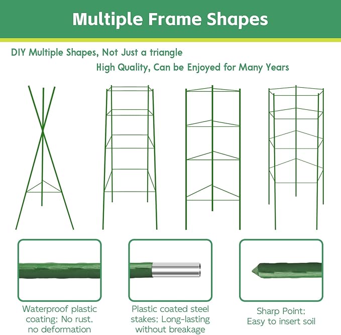 Riare 6 Pack 4 FT Tomato Cages for Garden- 48inches Heavy Duty Garden Stakes, Adjustable Tall Tomato Plant Support Tomato Trellis Cage for Pots, Raised Garden Bed, Climbing Vegetables Plants Flowers