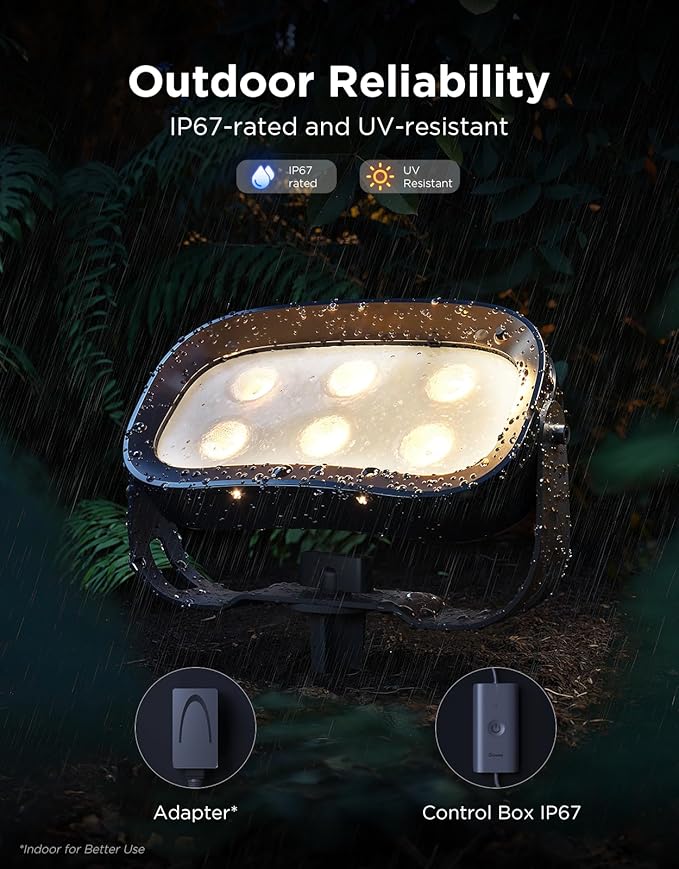 Govee Outdoor Tree Lights 3-Pack, RGBWIC LED Landscape Lighting, Outdoor Lights for Yard Garden Patio, 66 Scene Modes for Holiday Party and Event, App Control, Google Assistant, Matter