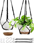 Hanging Planter Self Watering 10 Inch, 2 Pack Indoor Outdoor Hanging Baskets, Hanging Flower Pots with Drainage Hole & 2 Kinds of Plant Hangers for Garden Home Decor(Black Hanger