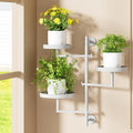 Plant Holder Indoor Rotating Window Plants Shelves Metal Wall Plant Stand 3 Tier Wall Planters for Indoor Plants, for Outdoor, Patio, White