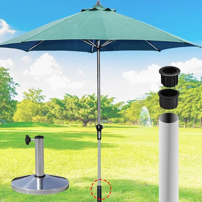 Patio Umbrella Parasol Base Stand Hole Ring Plug Cover Cap Insert with Adjust Knobs Suit for Dia 2 Inch Umbrella Pole Adapter