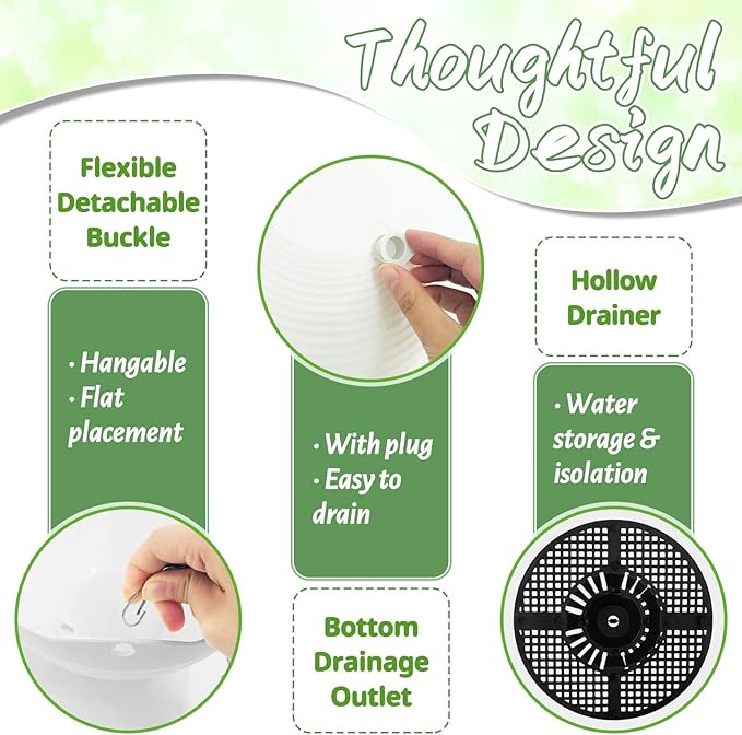 Bvrbaory 8 Pack Hanging Planter Pots,Self-Watering Flower Pot with Water Tray & Metal Chain,White Plastic Hanging Plant Pots for Indoor Outdoor Garden Decor,8 Inch