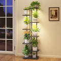iDavosic.ly Plant Stand Indoor with Grow Light, 7-Tier Tall Metal Flower Shelf for Heavy-Duty Large Planters, Corner Orchid Display Rack for Living Room Balcony Patio Porch, Modern Black