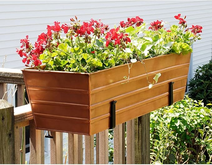 Achla Designs C-21C Plated Flower Box, Window Flowerbox Planter, Large, Copper