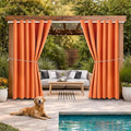 Waterproof Outdoor Curtain W84 x L120 - Grommet Top Sunlight Blocking Window Treatment Drapes Blackout Curtains for Home Bedroom Living Room Patio Pergola Cabana Gazebo (Orange, 2 Panels)