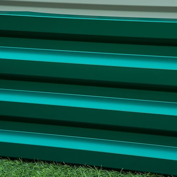 Outsunny Galvanized Raised Garden Bed, 4' x 2' x 1' Metal Planter Box, for Growing Vegetables, Flowers, Herbs, Succulents, Green
