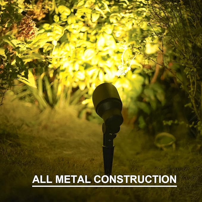 GOODSMANN Landscape Lighting Kits Low Voltage Spot Lights 8PK Landscape Flood Light 3W LED 200 Lumen Metal Landscape Lights 12V AC Tree Lights 3000K Warm White with Replaceable Bulbs Cable Connectors