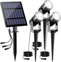 Solar Spot Lights Outdoor, 3-in-1 Garden Spotlights IP65 Waterproof 9.8ft Cable, 5W 4000mAh Separated Solar Panel, Auto On/Off for Tree Patio Yard Driveway Pathway Pool(Cold White 6000K)