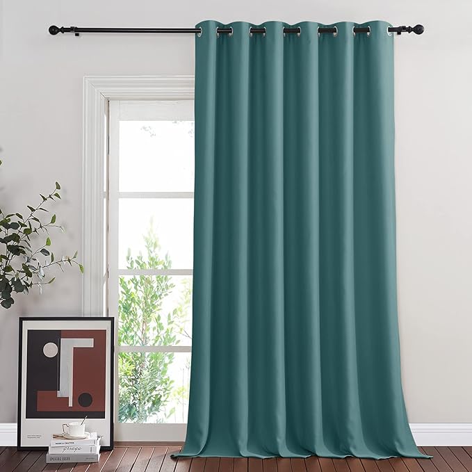 NICETOWN Blackout Room Darkening Window Curtain - Thermal Insulated Solid Grommet Blackout Patio Door Curtain/Drape for Living Room (Sea Teal, 1 Panel, 80 by 95-inch)