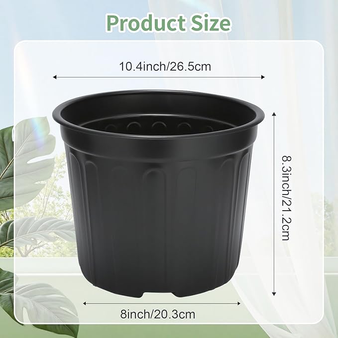 40 Pack 3 Gallon Nursery Plant Pots,10 Inch Plastic Garden Flower Seedling Planter Pot with Drainage Holes for Outdoor Indoor Plants,Gardening Gifts