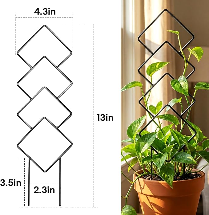 Indoor Trellis for Climbing Plants: 3PC Small Garden Metal Trellis for Vine Ivy Hoya Houseplants Flower Potted Plant Outdoor
