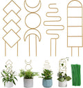 Indoor Plant Trellis for Potted Plants, 16inch Gold Small Trellis for Climbing Plants Outdoor Garden Metal Trellis with Different Patterns for Vine Ivy Flower Plant Support 4 Pack