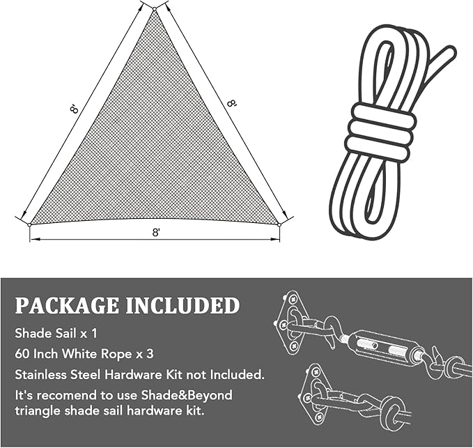 Shade&Beyond Triangle Sun Shade Sail 16'X16'X16' Permeable Canopy Light Grey for Patio Garden Yard Deck Pergola (We Make Custom Size)