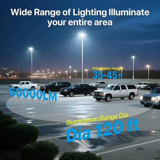 HYPERLITE LED Parking Lot Lights Outdoor - 400W 60000lm UL Listed Led Parking Lights Dusk to Dawn - 5000K Slip Fitter Mount LED Pole Light for Stadium Street Barn Yard Driveway Roadway - AC100-277V