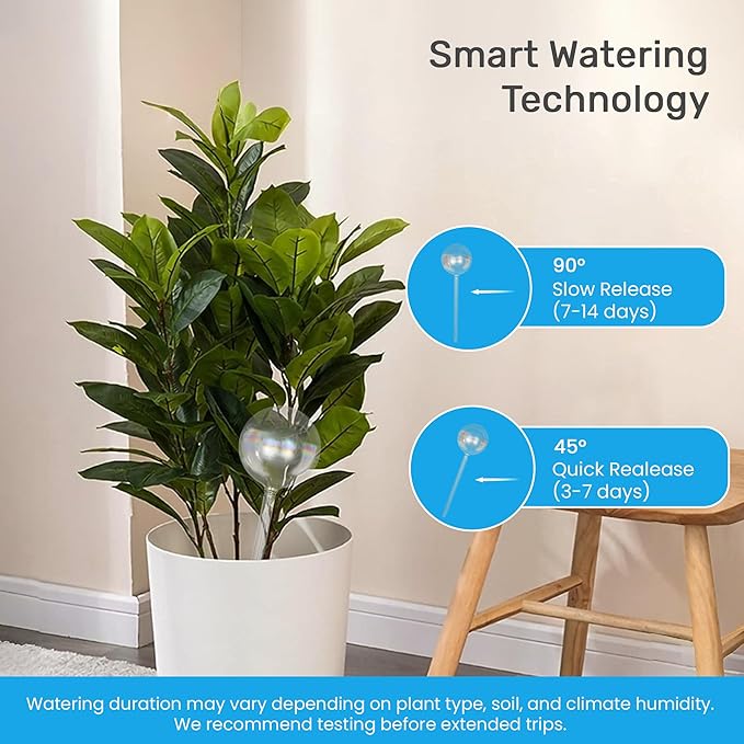 Automatic Plant Watering Globes Self Watering Planter Inserts (Set of 4) | Hands Free Clear Glass Bulbs | Planter Spikes to Support Indoor & Outdoor Plant Health (200ml)