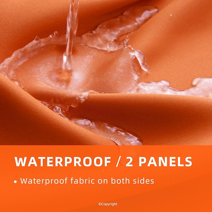 Outdoor Indoor Curtains W52 x L108 for Patio - Weather-resistant Window Panels Privacy Protect Grommet Top Thermal Insulated Home Curtain for Porch Pergola Garden (Orange, 2 Panels)
