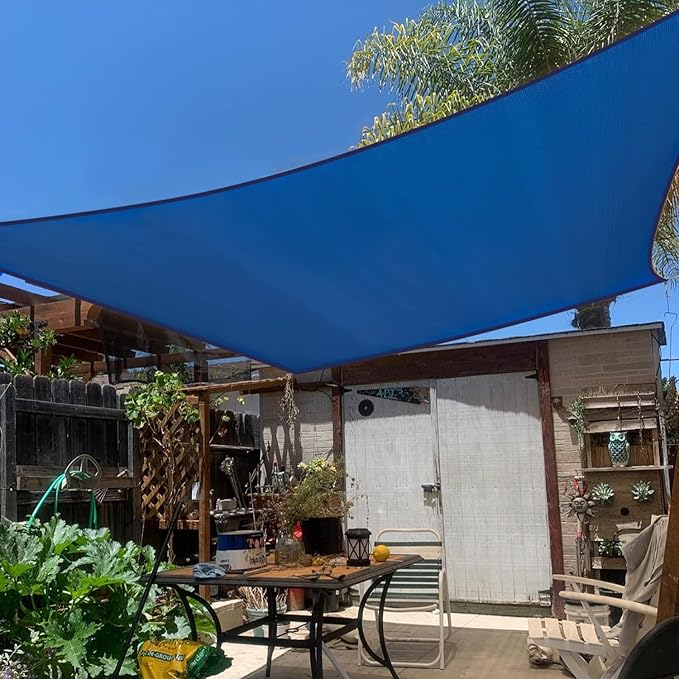 KANAGAWA Sun Shade Sail 7'x13' Blue Rectangle UV Block Canopy Awning Shelter Fabric Cloth Screen for Outdoor Patio Garden Backyard