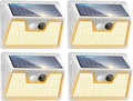 Peasur Solar Lights Outdoor Motion Sensor Waterproof, 4Pack 140LED White Solar Powered Fence Lights, 3 Modes Security Wall Lights for Garden Yard Outside Warm