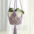Hanging Planter with Patterns,2Packs Macrame Plant Hangers Indoor Macrame for up to 8 inch Pot Crochet Boho Plant Hanger Holder for Indoor Outdoor with 2S Shaped Stainless Steel Hooks (Purple)