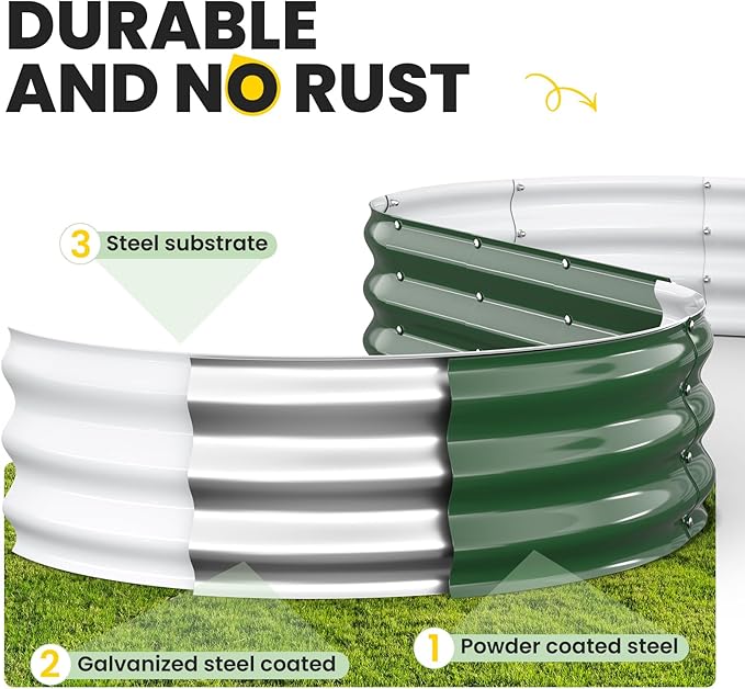 Galvanized Raised Garden Bed 6x3x1 FT, Oval Metal Raised Garden Bed Outdoor Planter Box with Open Bottom, Rust-Resistant Steel Garden Bed for Vegetables Herbs Flowers, Easy Assembly