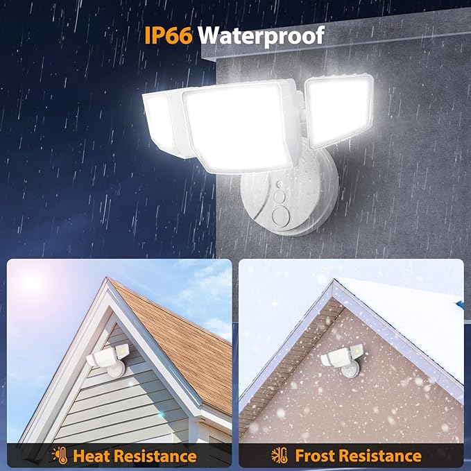 Onforu 90W Flood Lights Outdoor, 10000LM Ultra Bright 4-Head LED Security Light with Switch Control, IP66 Waterproof 6500K Exterior Lights for Yard Garage Patio