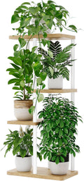 Bamworld Plant Stand Indoor, Corner 4 Tier Metal Plant Shelf for Multiple Plants, Tiered Flower Pot Stands for Patio Garden Balcony Living Room Bedroom, White