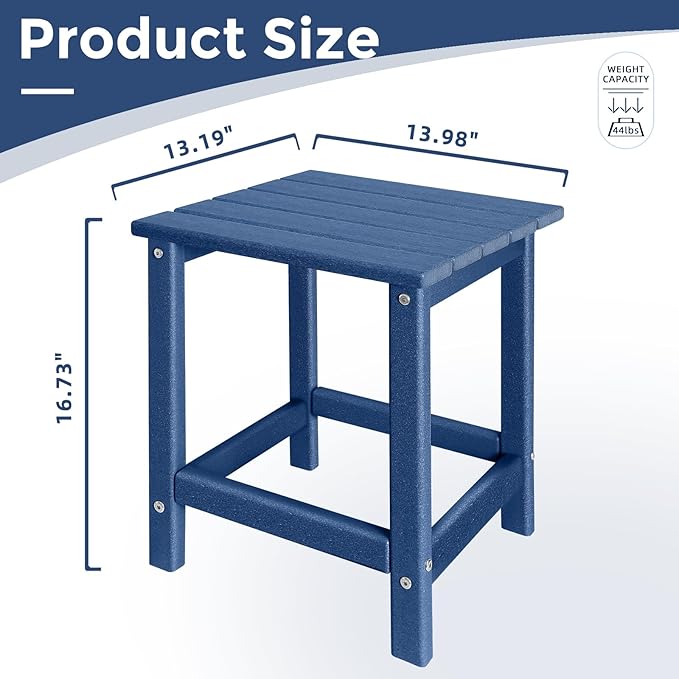 Outdoor Side Tables Adirondack, HDPE Small Table for Patio,Outside End Table for Porch, Deck, Pool, Weather Resistant/Easy Maintenance