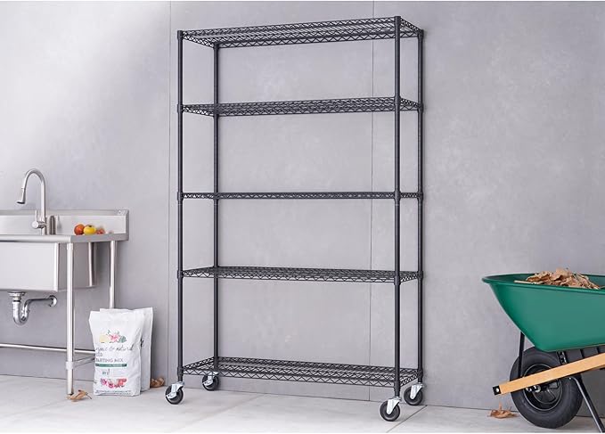 TRINITY 5-Tier Outdoor Wire Shelving Rack, 48in. x 18in. x 72in., Model# NTBTGBK-0975