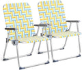 VINGLI Aluminum Oversize Patio Lawn Chairs Folding Set of 2 with Detachable Cup Holder, Webbed Beach Chair Folding Chair Outdoor Portable Camping Chair for Yard, Garden