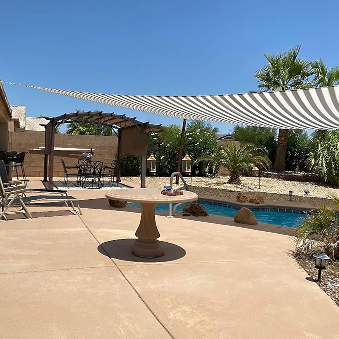 Quictent 12x16ft 185G HDPE Rectangle Sun Shade Sail Canopy 98% UV Block Outdoor Patio Garden with Hardware Kit (White and Gray)