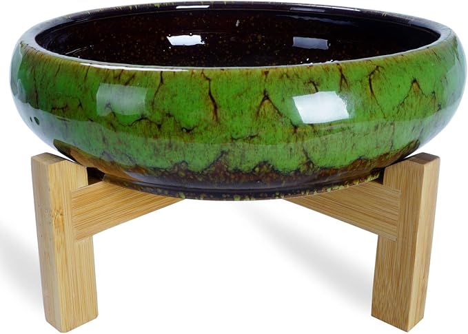 ARTKETTY Large Succulent Pots with Drainage 10 inch Succulent Planters with Planting Tools Set & 2.2lb Mix Pebbles - Ceramic Bonsai Pot for Indoor Succulent Plants Cactus Flower Planter