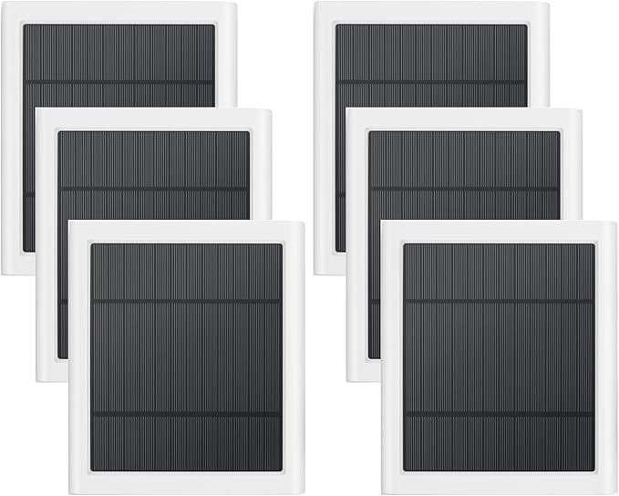 6 Pack IP65 Solar Panel for Rings Camera, 4W Solar Charger Compatible with Rings Spotlight &All-New Stick Up Outdoor Cam Battery, 10ft Long Cable with USB-C to Barrel Plug Adapter