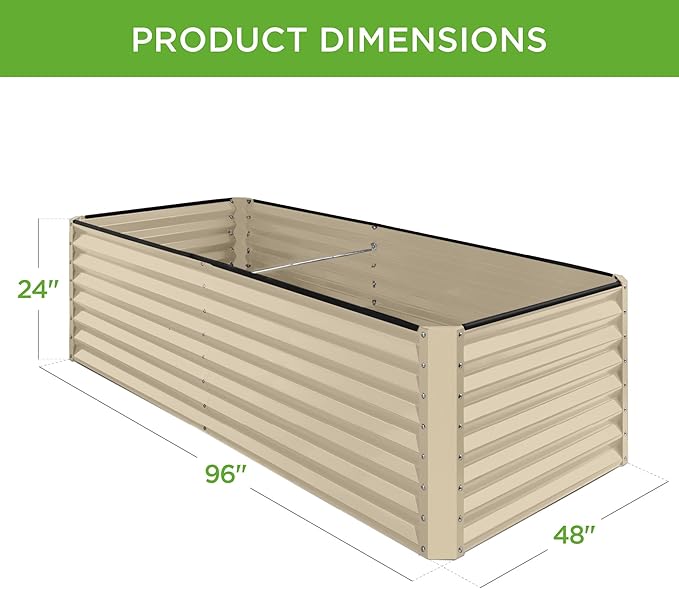 Best Choice Products 8x4x2ft Outdoor Metal Raised Garden Bed, Deep Root Planter Box for Vegetables, Herbs & Flowers, 478-Gallon Capacity, 100% Non Toxic Materials - Beige