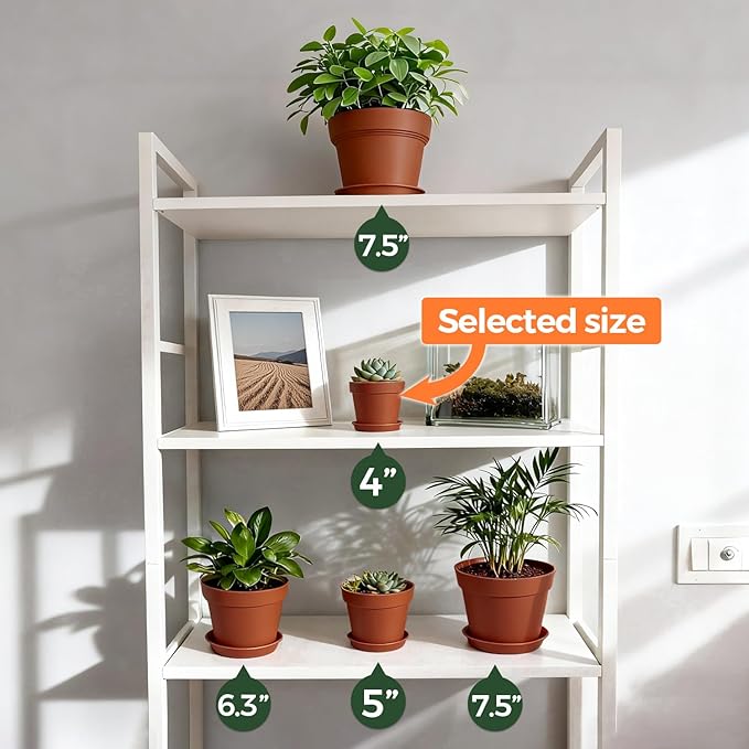 T4U 4 Inch Plant Pots 8-Pack, Small Flower Pots with Drainage Hole and Saucer, Decorative Nursery Pot Bulk for African Violet, Snake Plant, Succulent, Herb and Plants Indoor (8 Pcs 4" Pots)