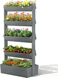 DoCred Vertical Wooden Raised Garden Bed, 5 Tier Upgraded Garden Planters Freestanding Wood Plant Stand Flower Rack Wooden Planter Box for Plants Herbs Flowers Vegetables Outdoor Indoor