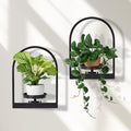 Wall Planters for Indoor Plants Set of 2, Hanging Planter for Indoor Plant Stand Plants Wall Decor - Premium Metal Hanging Plant Holder (Semi-Round)