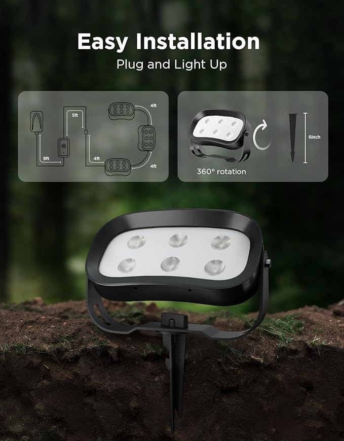 Govee Outdoor Tree Lights 3-Pack, RGBWIC LED Landscape Lighting, Outdoor Lights for Yard Garden Patio, 66 Scene Modes for Holiday Party and Event, App Control, Google Assistant, Matter