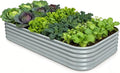 Galvanized Raised Garden Bed 8x4x1.5 ft, 18" Tall Metal Planter for Outdoor Plants Vegetable Herb Leafy Green, Modular Raised Flower Bed with Rust Resistant Coating -Brooklyn Grey