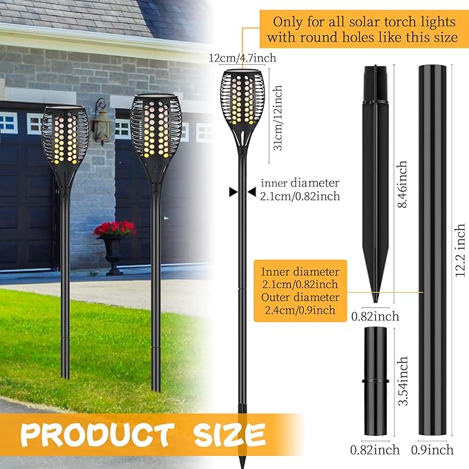 Chunful 8 Kit Solar Light Stakes Replacement Lame Lamp Extension Pole Ground Stake and Joint Connector Kit for Outdoor Garden Backyard(12.2 Inch)