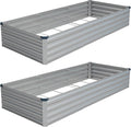 Vengarus 2 Pack 9x3x1FT Galvanized Raised Garden Bed Kit, Outdoor Metal Planter Box for Vegetables, Rectangular Steel Container, Easy Assembly (Silver)