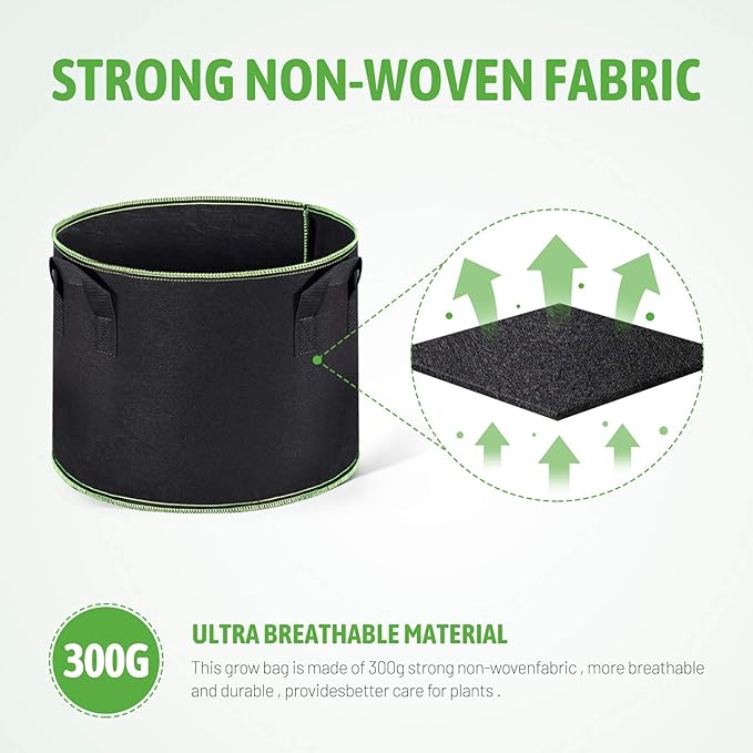 Delxo 10-Pack 3 Gallon Grow Bags Heavy Duty Aeration Fabric Pots Thickened Nonwoven Fabric Pots Plant Grow Bags with Handles