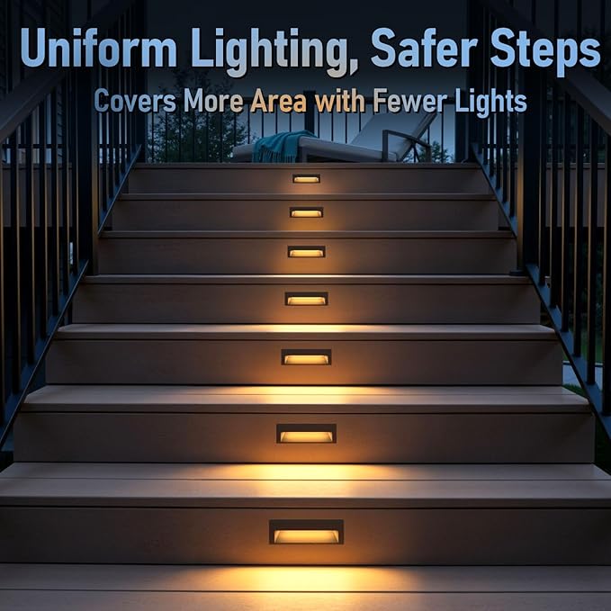 LEONLITE 10.6 Inch 5CCT LED Low Voltage Step Lights, 12–24V AC/DC 6W Surface Mount Ultra-Slim Landscape Stair Lights, IP65 Aluminum Outdoor Lighting for Decks, Hardscapes, Oil Rubbed Bronze, Pack of 6