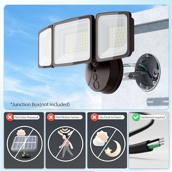 Onforu 130W Flood Lights Outdoor, 13000LM Brightness LED Light Outside, IP65 Waterproof LED Exterior Floodlight with 3 Adjustable Heads, 6500K White Outdoor Security Light for Yard Garage Eave