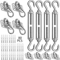 Sun Shade Sail Hardware Kit 6 Inch for Rectangle & Triangle Shade Sail Install, Stainless Steel ShadeSail Fixing Accessories for Outdoor Patio Canopy Garden, Heavy Duty Awning Attachment 80 Set